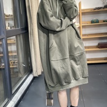 胖MM特大码300秋冬新款宽松遮肉慵懒风中长款过膝卫衣裙连衣裙女