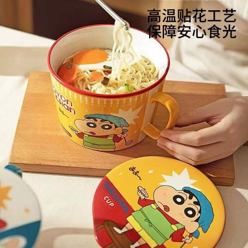 Лапша быстрого приготовления Crayon Shin-chan, японская миска для лапши быстрого приготовления, рисовая чаша, чашка, керамическая студенческая милая большая размерная крышка для использования в общежитии