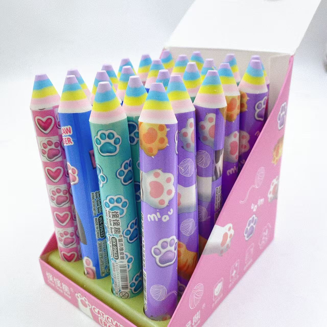 Lápiz borracha lápiz arco iris lápiz cilíndrico borracha dibujos animados creativos estudiantes primarios premios regalos al por mayor estudio grande
