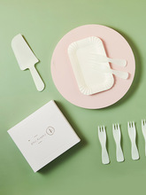 JIH3波浪叉蛋糕餐具套装塑料一次性蛋糕刀叉盘套装生日刀叉碟组合