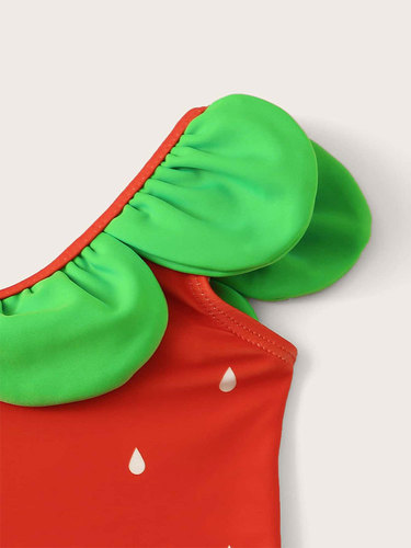 2025 Cute Strawberry One-piece Swimsuit for Girls, Baby Girl Swimwear Bikini