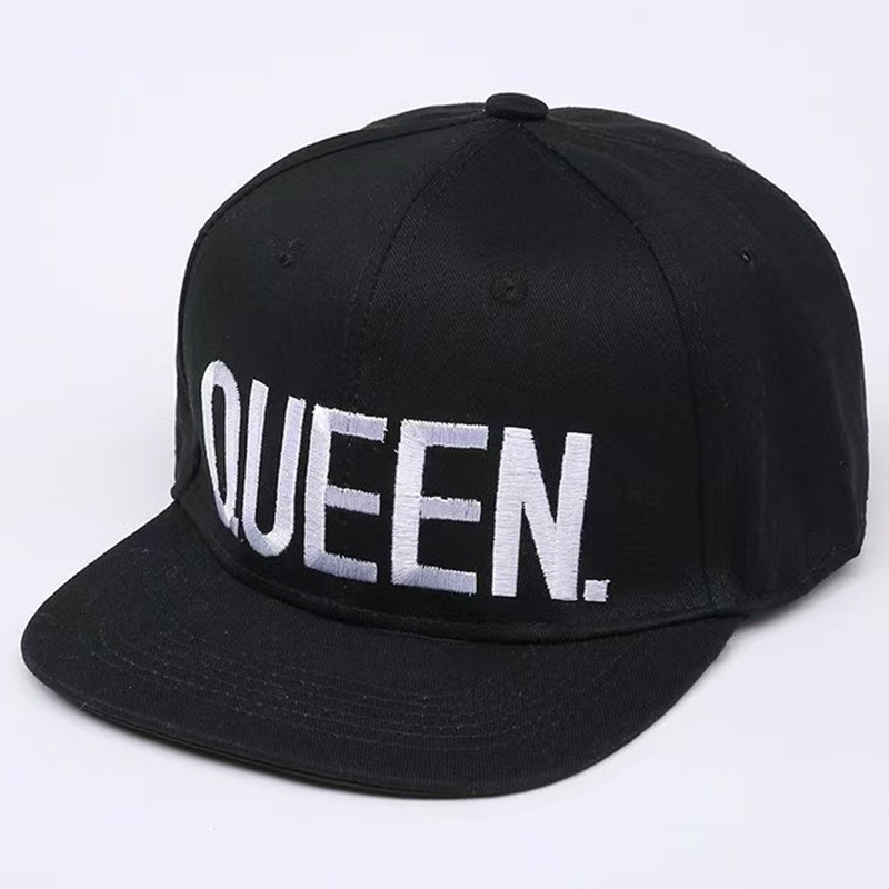 화이트 자수-QUEEN 블랙