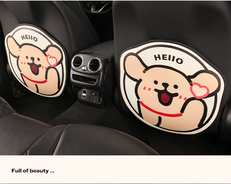 Women's cute puppy cartoon chair back anti-kick cushion car seat chair back anti-dirty anti-fouling cushion back pocket suspension type
