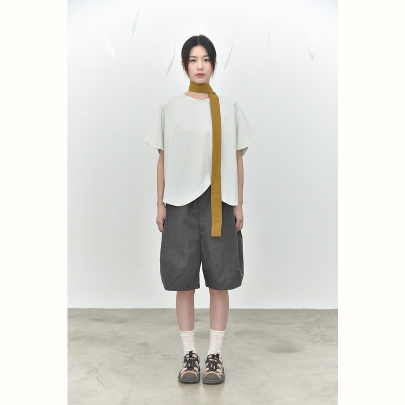 [There Are Also Mountains] Petal Hem Curved Cuffs Original Design 25 New Summer Versatile Pullover T-Shirt 5565 #