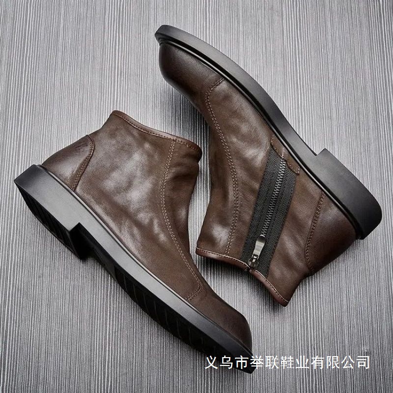 外贸长筒复古马丁靴男士英伦风头层牛皮帅气轻便低帮高级秋冬款