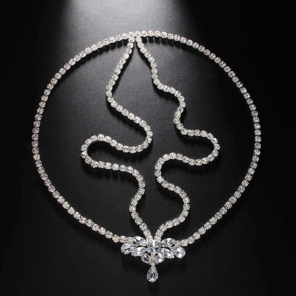 Amazon venta caliente cadena de frente de diamante moda cadena de cabello de diamante accesorios simples para mujeres Headwear