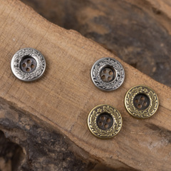 Lavender wheat straw antique bronze retro cotton linen shirt metal buttons two-tone silver distressed blouse button