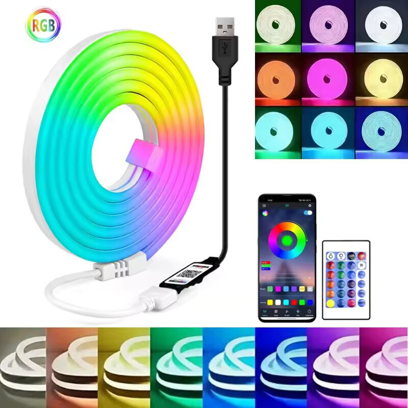 5VRGB ネオンライト USB インターフェース Bluetooth フルカラーフレキシブル LED 背景雰囲気防水 DIY ライトストリップ|undefined