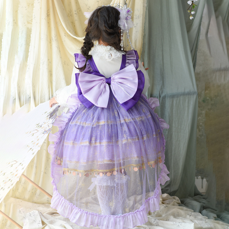 女童洛丽塔2025秋季新款公主裙儿童生日礼服连衣裙民族风蓬蓬裙子|undefined