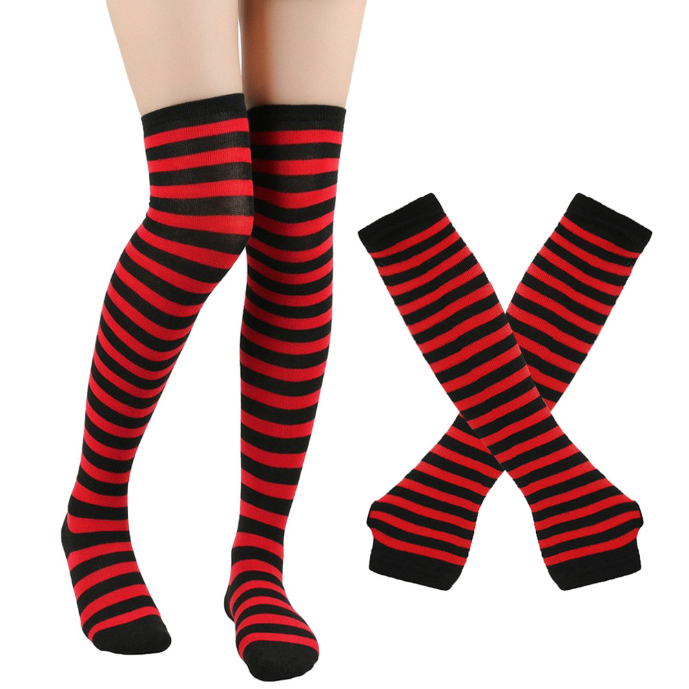 Mănuși cu dungi, șosete lungi peste genunchi, set de costume de petrecere pentru cosplay de Halloween SOC_voghion.com