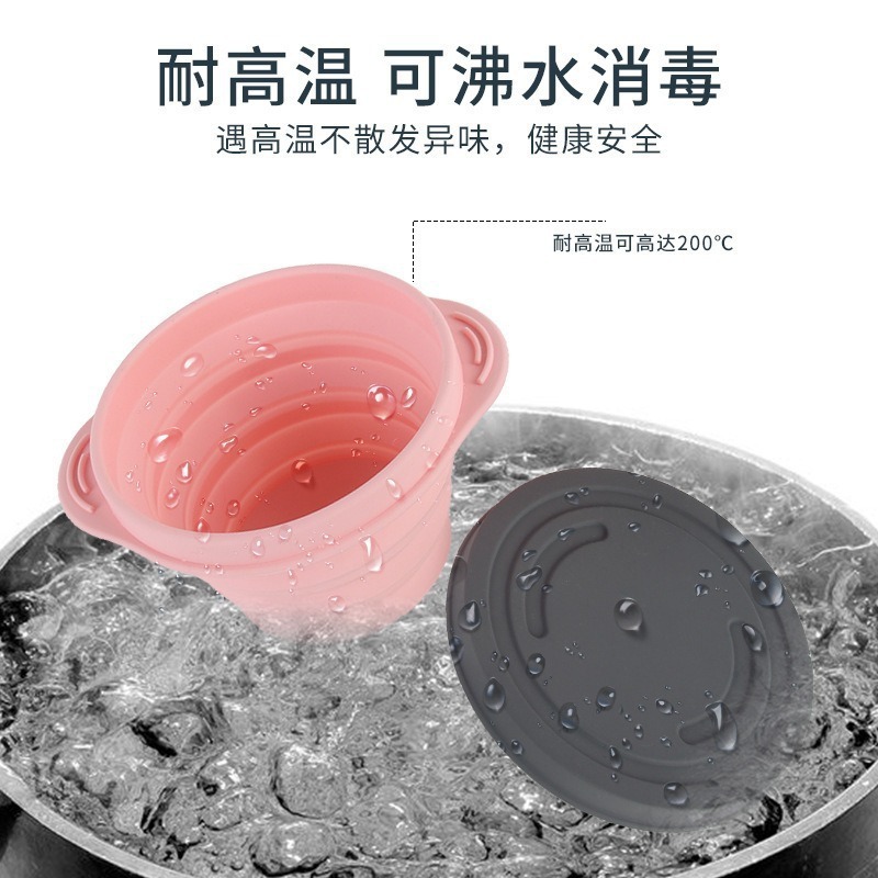 ♡ 食品グレードのシリコン製折りたたみボウル、旅行用伸縮式インスタントラーメンボウル、赤ちゃんや子供の旅行、アウトドアでの食事に最適、折りたたみ可能|undefined