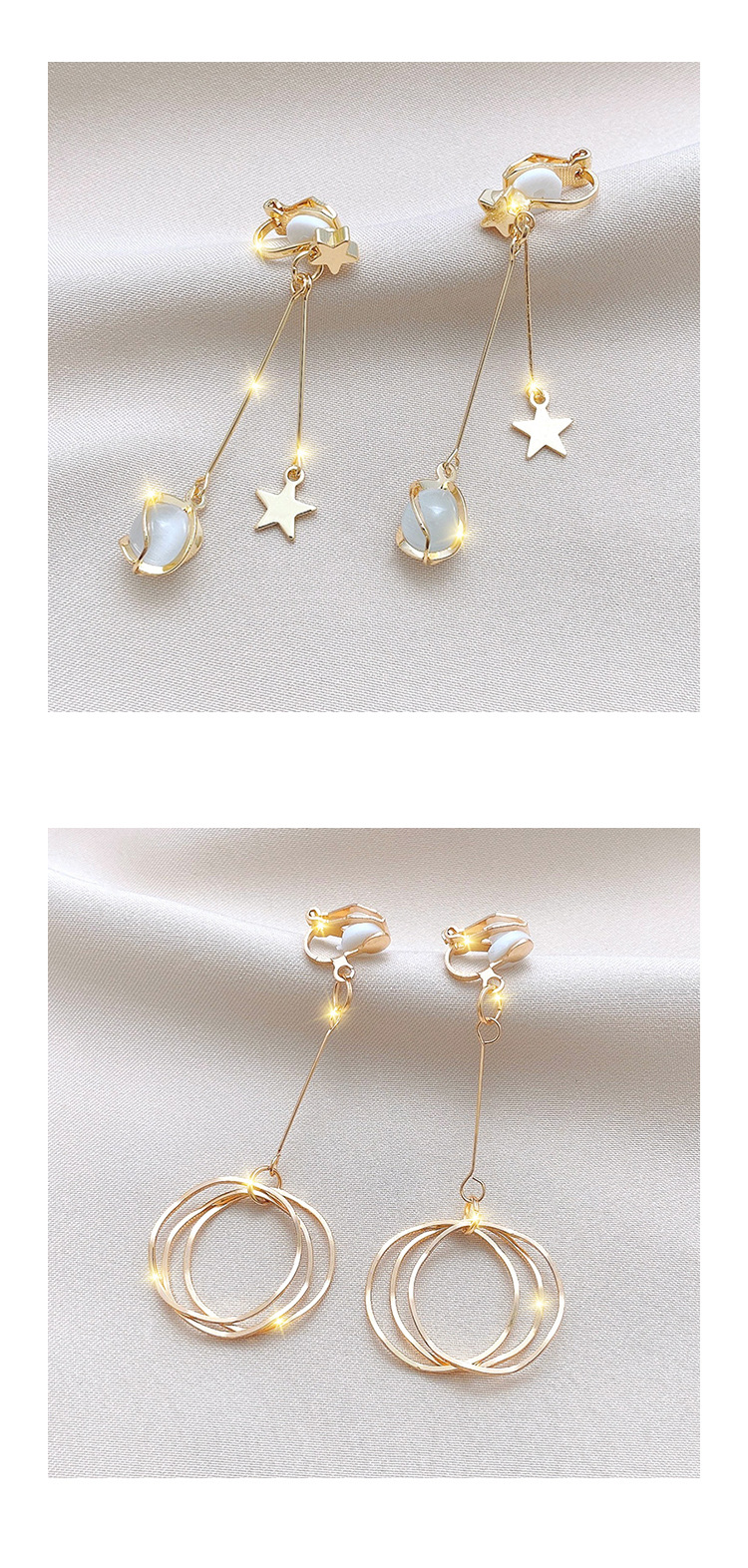 Fashion Geometric Alloy Plating Artificial Gemstones WomenS Ear clips 1 Pairpicture1