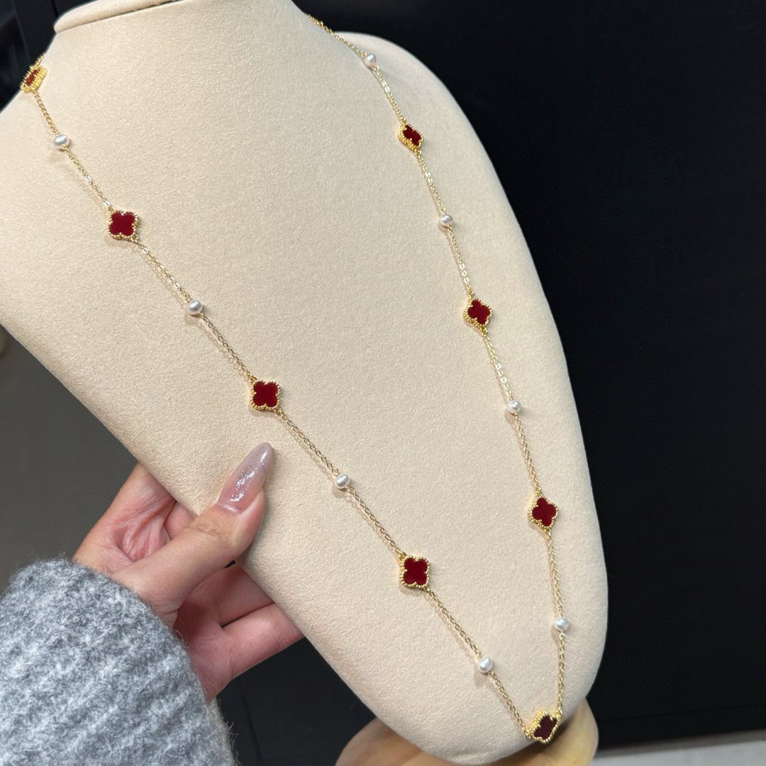 小众花朵天然淡水珍珠项链女式轻奢气质时尚设计高级感长款毛衣链