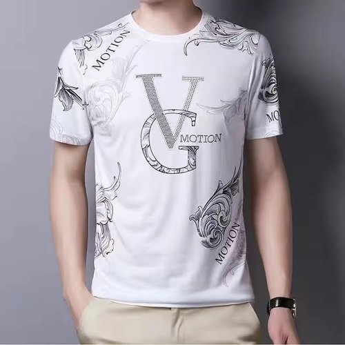 Lifestyle printed temperament fashionable trendy brand summer short sleeve top men's trendy round neck short sleeve T-shirt