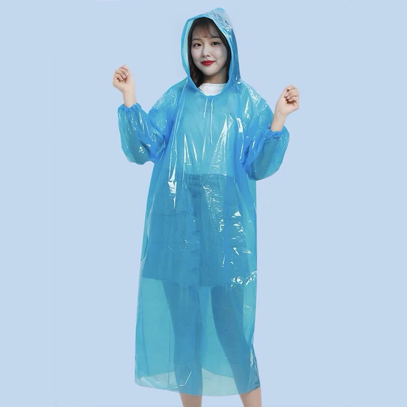 一次性雨衣加厚帽带绳户外骑行旅游景区漂流雨衣纽扣款一次性雨衣|undefined