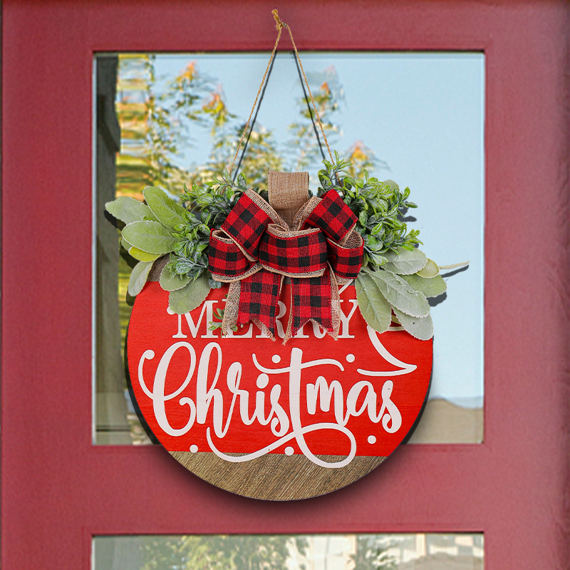 Guirnalda de madera con la frase 'Feliz Navidad' para colgar en la puerta, decoración navideña para escaparates de centros comerciales, venta al por mayor
