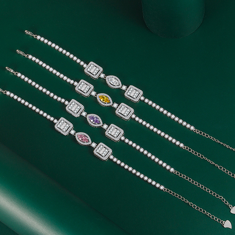 Fashion Rhombus Copper Inlay Zircon Bracelets 1 Piece