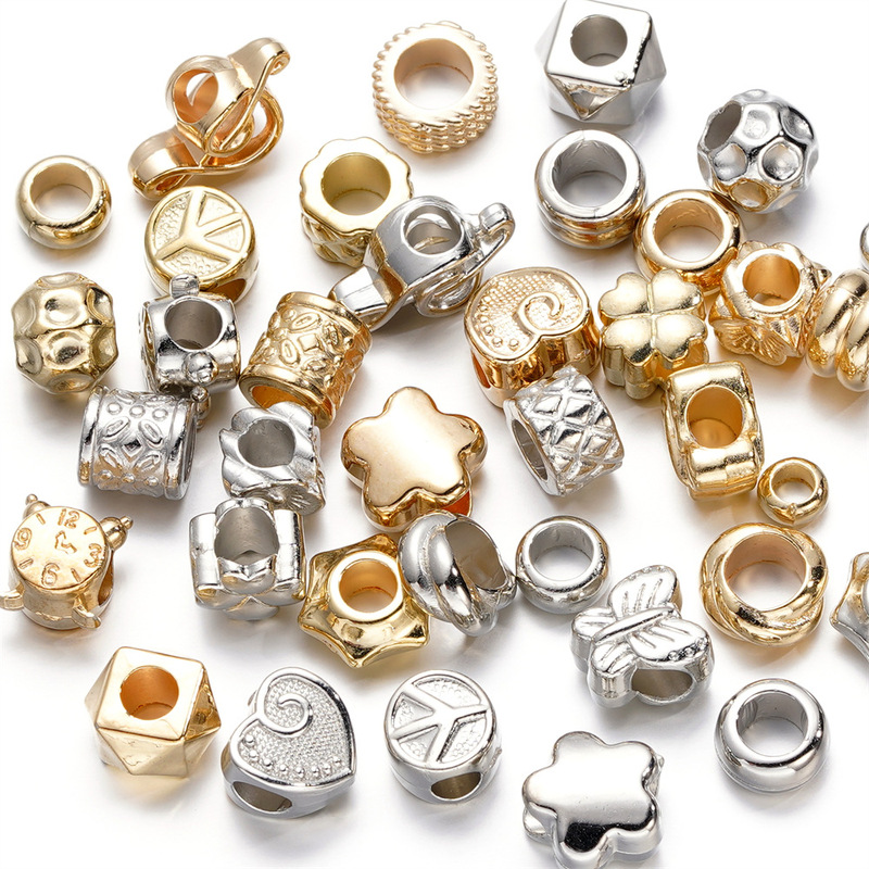 CCB Plastic Large Hole Bead Spacer Handmade Di Bracelet Necklace Four-leaf Clover Star Butterfly loose Bead Material