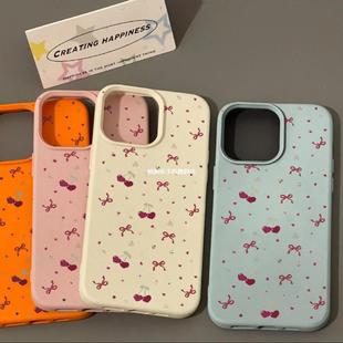 Cherry bow for Apple 15pro phone case 13/12 new 14promax soft 11/XR female 8p