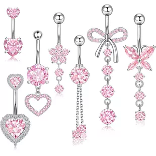 Set, physiological belly button piercing stainless steel with zircon, Amazon, (Physicals)