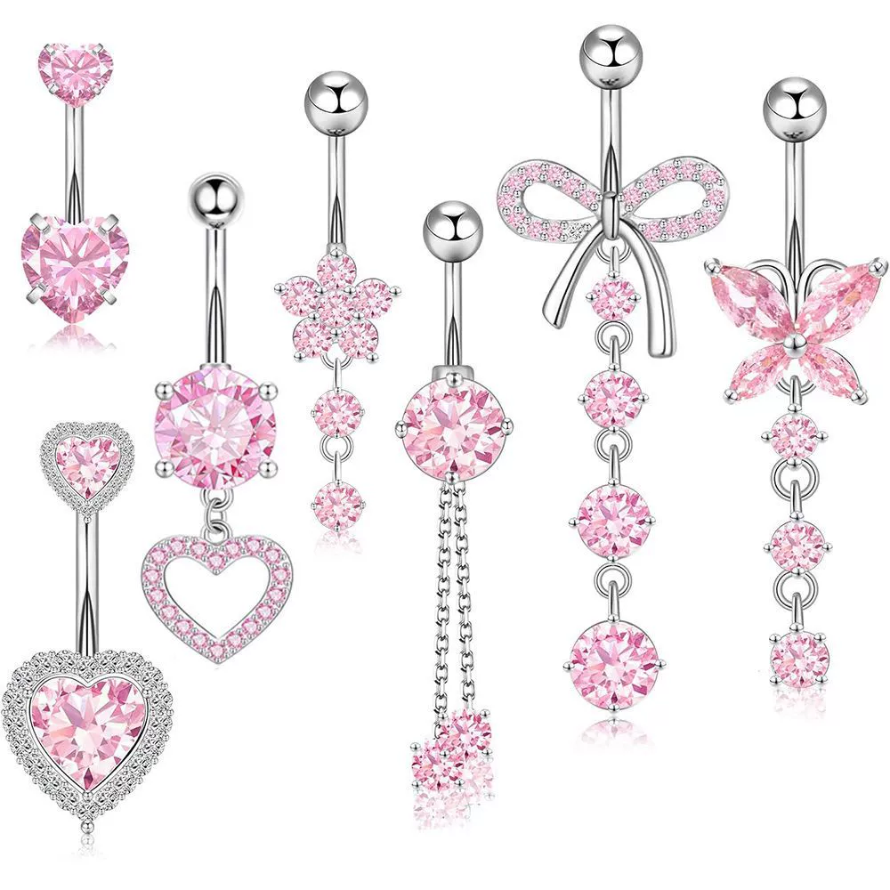 Set, physiological belly button piercing stainless steel with zircon, Amazon, (Physicals)