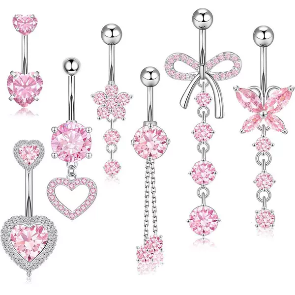 Amazon Hot Sale suit Navel Ring Stainless Steel Exquisite Super Flash Zircon Navel Nail Body Puncture in stock