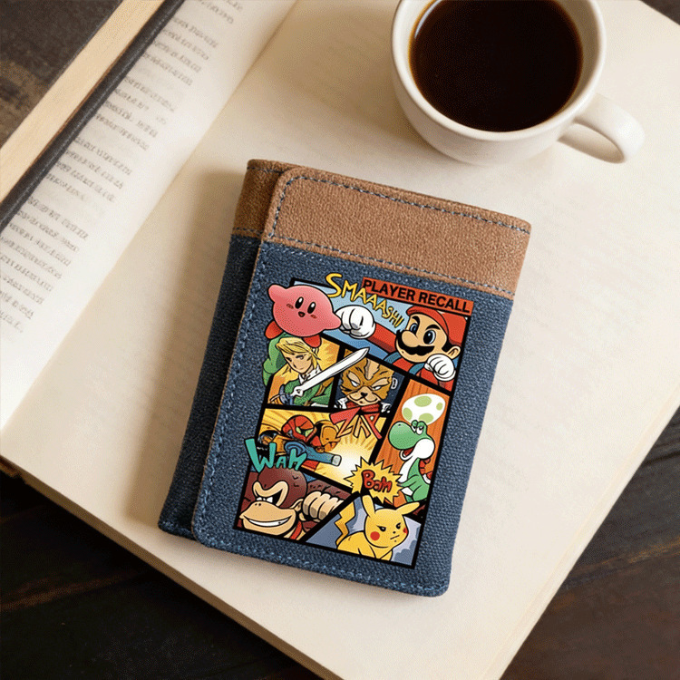 Cute Malian Ao Wallet Men's Canvas Vertical Fashion Fashion Student Junior Game Cartoon Animation Peripheral Card Bag