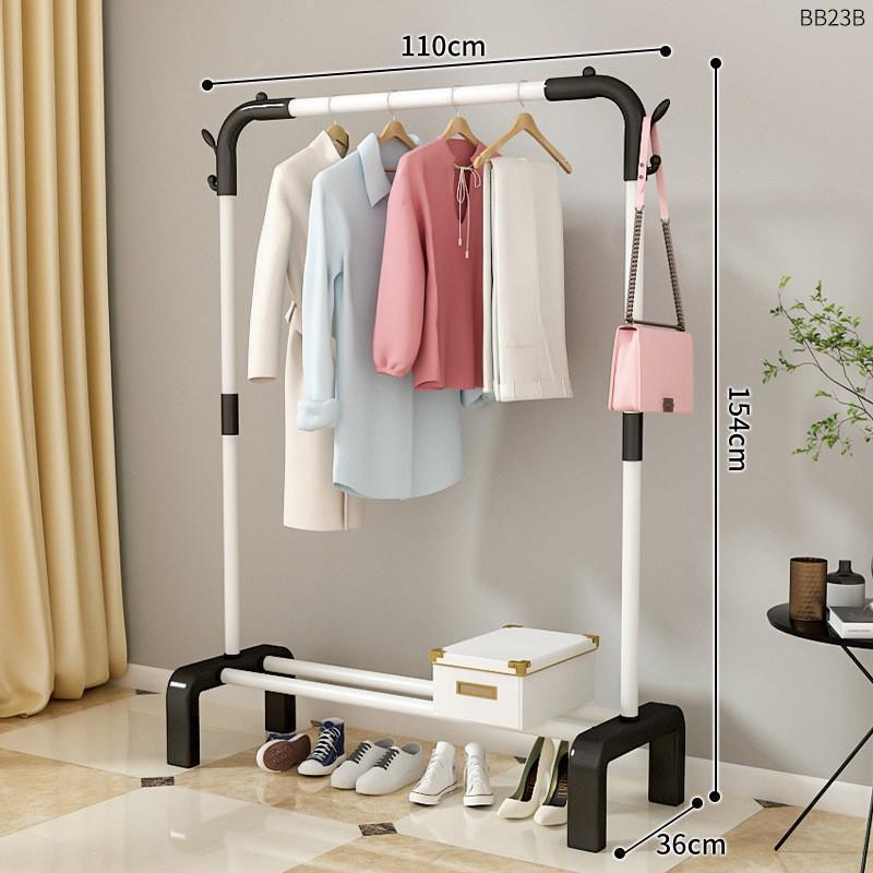 piso percha de ropa dormitorio plegable grueso grueso pequeño interior de plástico percha de ropa doméstica doble varilla balcón