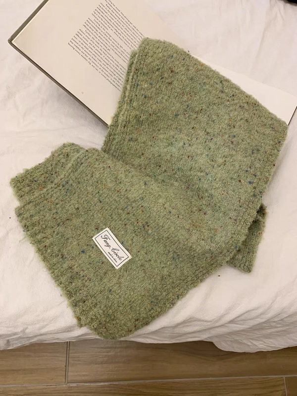 秋冬季新款围巾女羊毛混纺夹色保暖软糯可爱彩点针织学生混色围脖|undefined