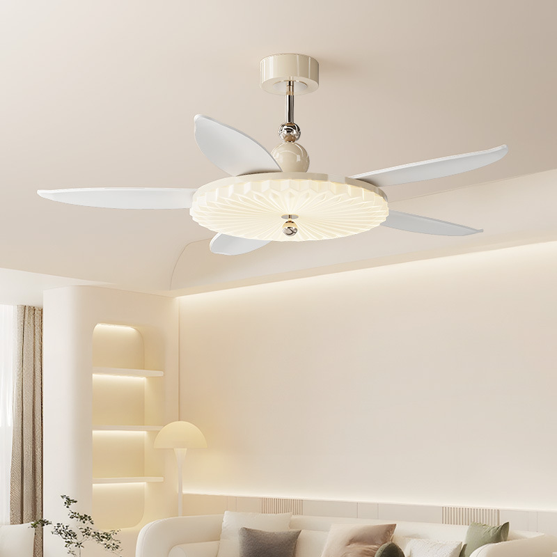 French-Style Vintage Walnut-Colored Electric Invisible Fan Light for Dining Room and Bedroom Ceiling Cream Creative Pendant Light K