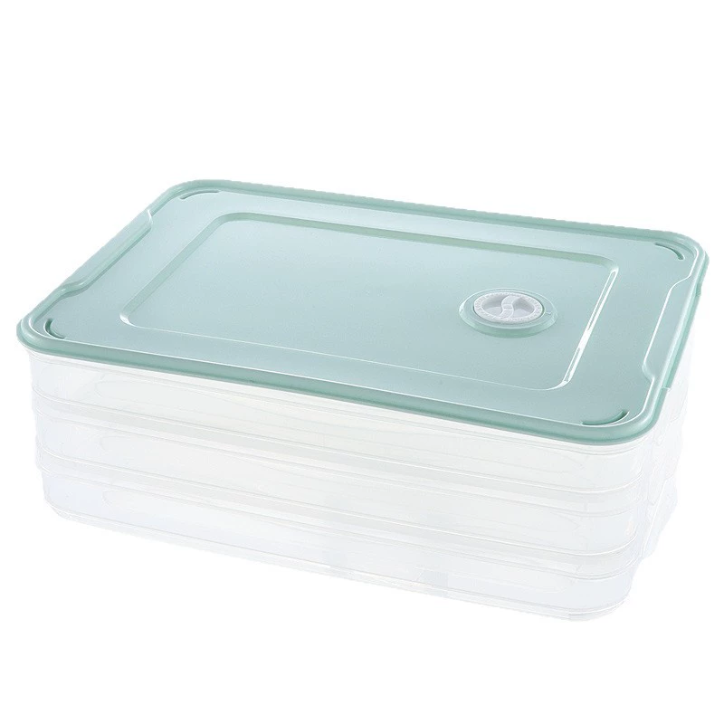 Dumpling storage box, multi‑layer freezer container, food‑grade PP, stackable 35×25×5 cm
