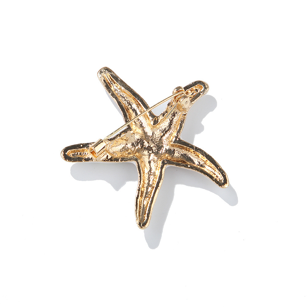 Enamel starfish brooch for women's summer clothing, men's hat decoration pin, metal light luxury accessory, starfish brooch