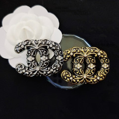 Vintage Flower Vine Brooch Water Diamond Pin Fashion Commute Pin Button Outerwear Coat Collar Pin Personality Trendy Alloy