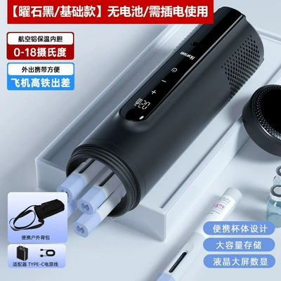 Insulin Refrigerated Box, Portable Rechargeable Medicine, Portable Car Refrigerator, Refrigerated Cup on the Plane (Soyuducular) - matte-black-plug-in-model