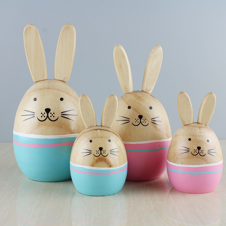 Artesanías de madera hechas a mano parejas decoraciones para padres e hijos lugares escénicos regalos de viento pastoral conejo