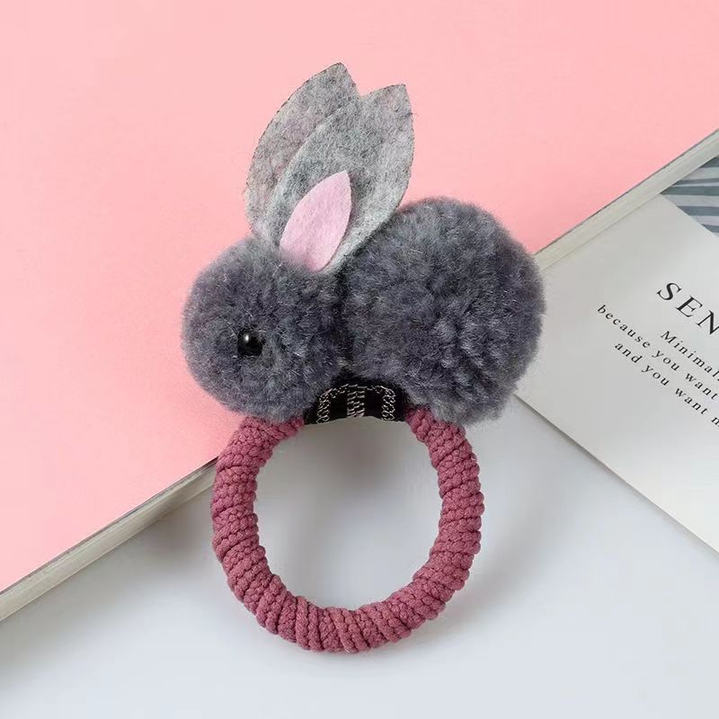 Gray rabbit hair circle