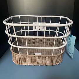 自行车篮子带藤编前车筐电动折叠自行车网底车篓子单车菜篮田园风