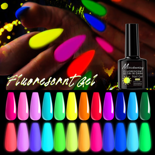 Manicure Popular 12-Color Manicure Color Glue Fluorescent Color Uv Led Nail Polish Glue Luminous Glue Wholesale Set Wholesale