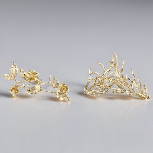 New antique diy bride fan pearl branch alloy jewelry accessories flower branch leaves hairpin diy material