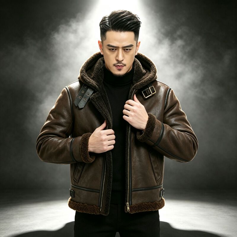 B3 Air Force Flight Jacket, Unisex, American Retro Style, Hooded Leather Jacket, Factory Wholesale, Dropshipping