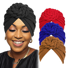 亚马逊热卖蜗牛麻花头巾帽 turban手工编织欧美时尚盘花包头帽子