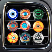 跨境热销水晶恶魔之眼汽车出风口香水装饰夹蓝色眼睛汽车装饰香水