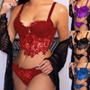欧美跨境情趣内衣诱惑三点式透视黑色情趣露背蕾丝性感女睡裙|ru