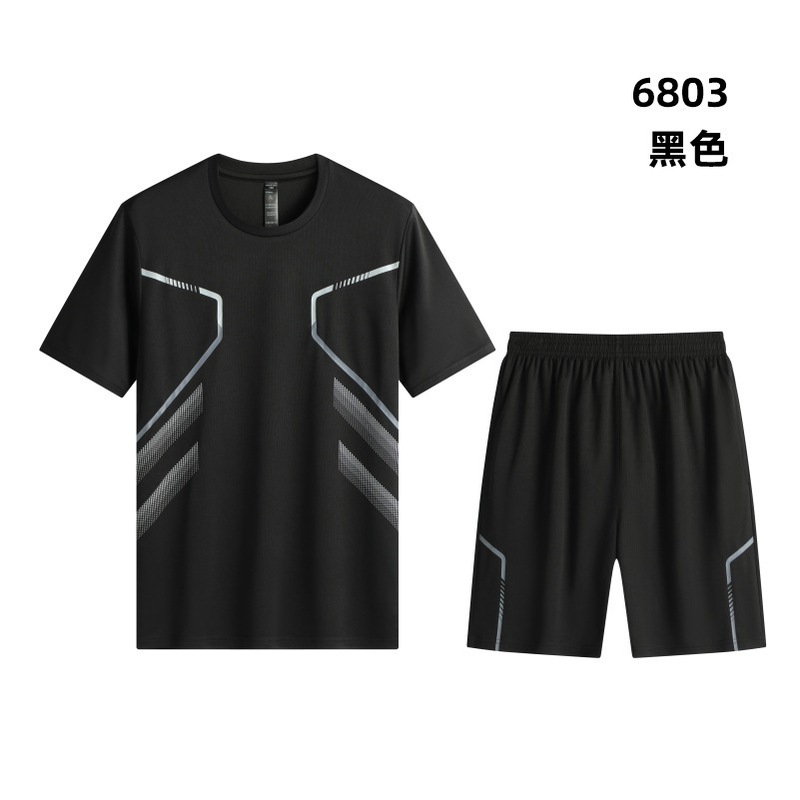 跑步服定制男冰丝运动服印logo健身衣套装夏季短袖t恤晨跑速干裤|undefined