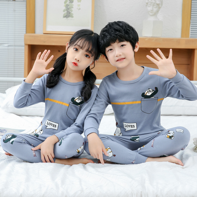 儿童秋衣秋裤男童睡衣纯棉女童保暖内衣中小童打底棉毛衫线衣线裤|undefined