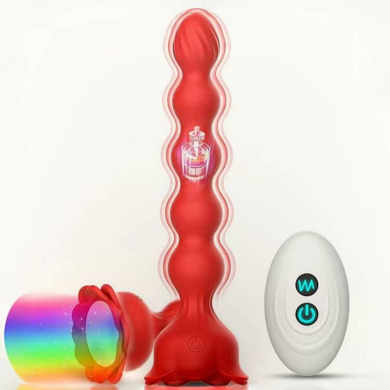 Glowing Remote Control Rose Anal Plug Prostate Massager Vibrator_voghion.com
