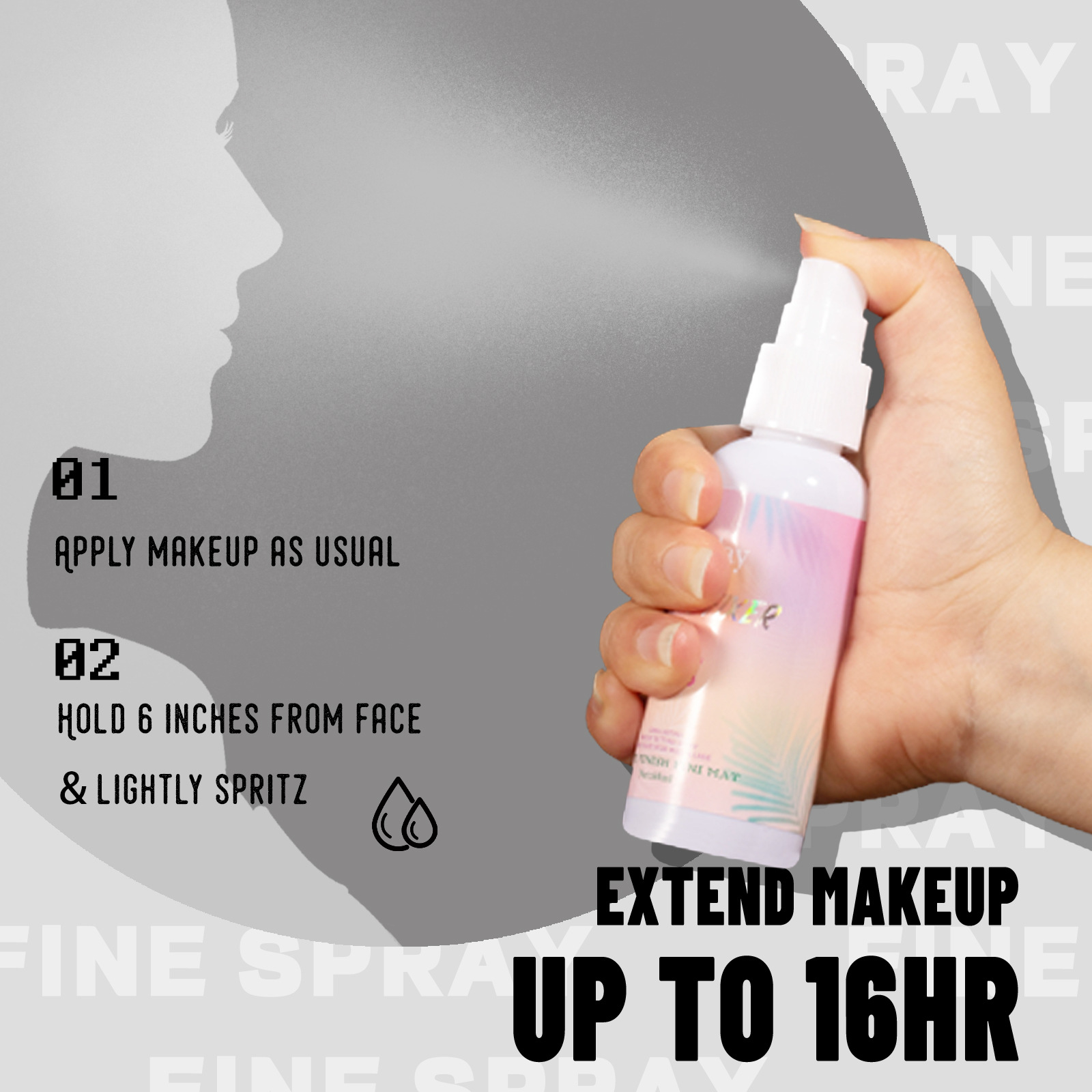 Clubday 60ML Cross-border Moisturizing Matte Setting Spray Long-lasting Oil Control, Water Resistance and Clear Setting Spray Water undefined
