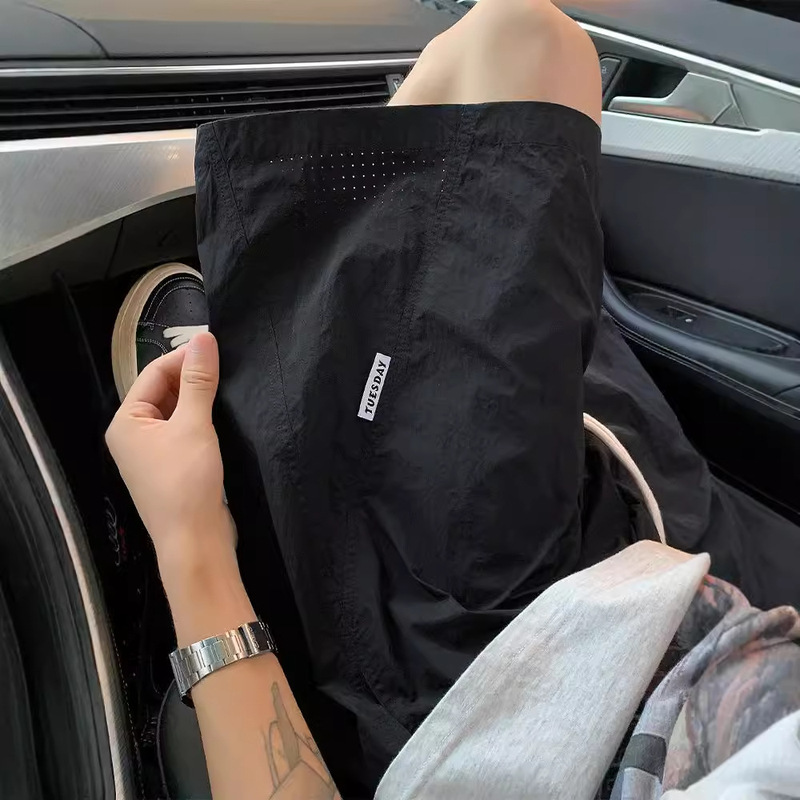 Mesh Ice Silk Quick-drying Shorts Men's Summer Thin American Style Trendy Brand Outer Wear Mid-length Pants Breathable Loose Casual Shorts