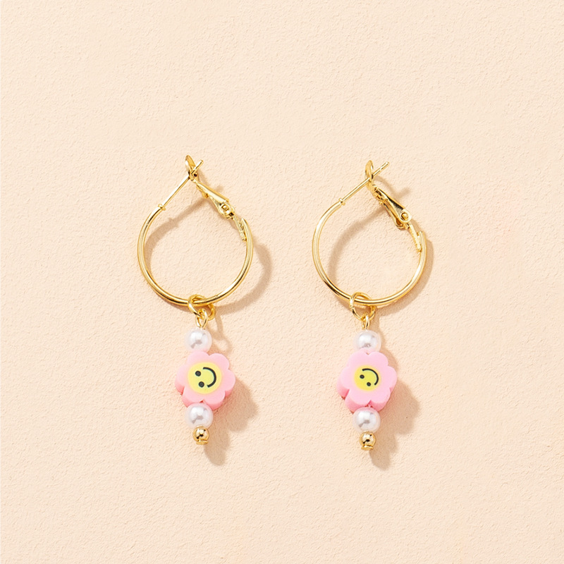 Korean Simple Fashion Cute Flower Smiley Earrings display picture 2