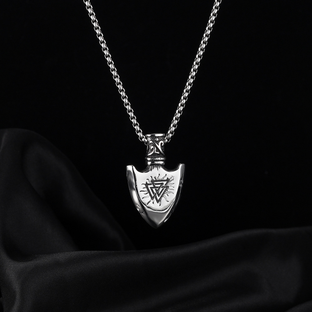 New personalized punk snowflake arrow self-defense necklace trendy men's stainless steel chain cross gift_voghion.com